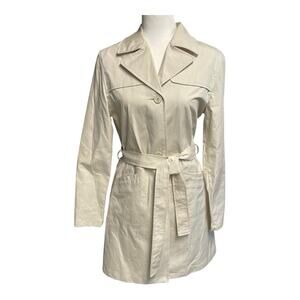 Old Navy Trench Coat Women Size Medium Khaki Vintage Y2K 2001 Preppy Rain Belted